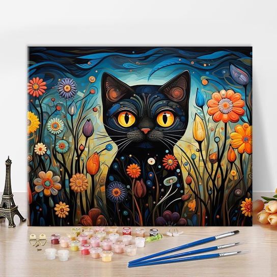 Diy Obraz Malowanie po Numerach Farbami Płótno DIY Obraz Rękodzieło Kot 40x50 cm ...