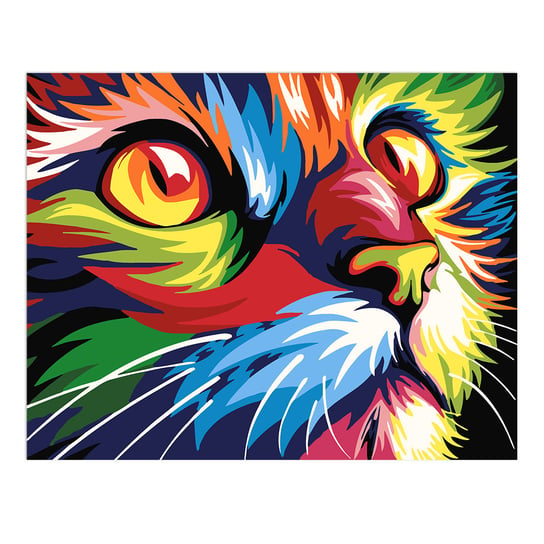 Malowanie Po Numerach - Kolorowy kot 50 x 40 cm nerd hunters