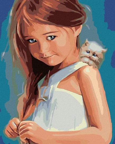 Malowanie po numerach - Mała dziewczynka z kotkiem - Obraz 40x50 Inna marka