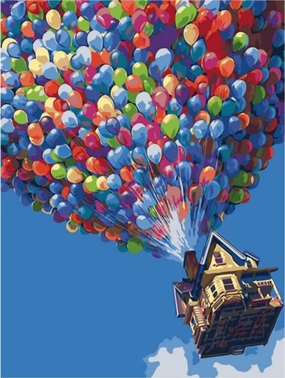MALOWANIE PO NUMERACH obraz 40x50cm | balony | domek  | niebo ikonka