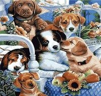 malowanie po numerach psy szczeniaki na łóżku Norimpex