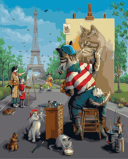Malowanie Po Numerach Rodzina Kotów W Paryżu 40X50 Twoje Hobby
