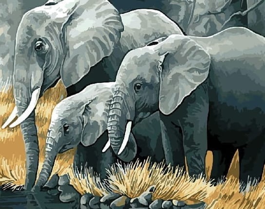 Malowanie po numerach Rodzina słoni ArtiFly