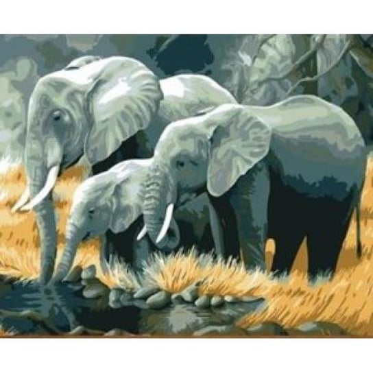 Malowanie po numerach Słonie rodzina nad rzeką 40 x 50cm 5589 Tony