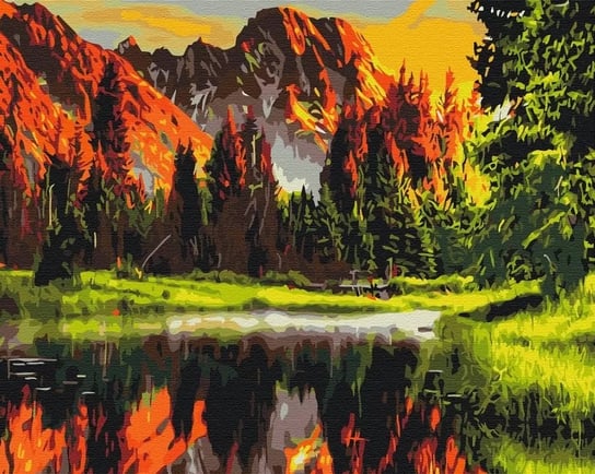Malowanie po numerach - Sunset in the mountain valley Brushme
