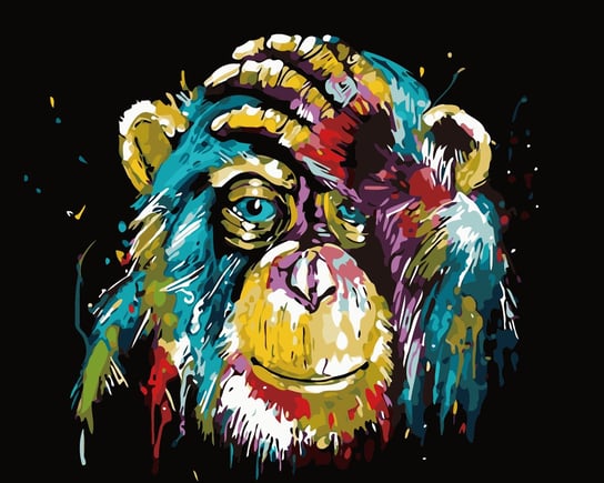Malowanie po numerach, Szympans kolorowy, 40x50 cm hobby-maniak