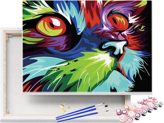 Malowanie po numerach Tęczowy kot 40x50 Kolorowy / beliart beliart
