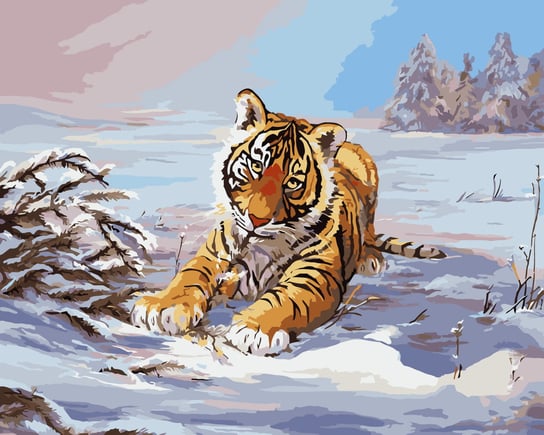 Malowanie po numerach Tygrys na zimowym polu ArtiFly