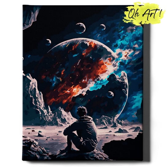 Malowanie Po Numerach z Ramą 40x50 cm Kosmos – Obraz do Malowania po numerach Astronauta na księżycu Oh Art! Oh Art!