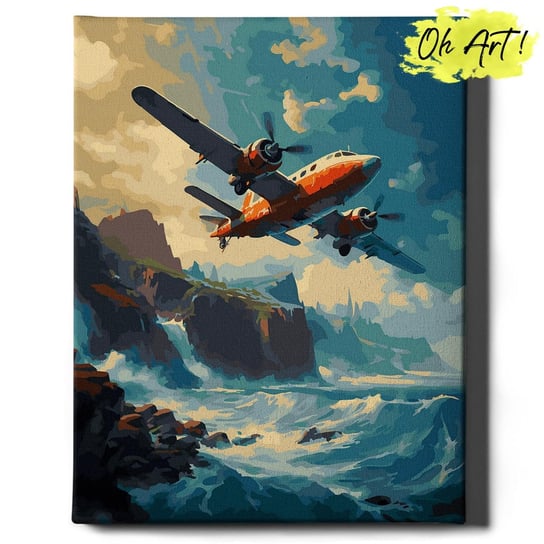 Malowanie Po Numerach z Ramą 40x50 cm Samolot na morzu – Obraz do Malowania po numerach Pejzaż Oh Art! Oh Art!