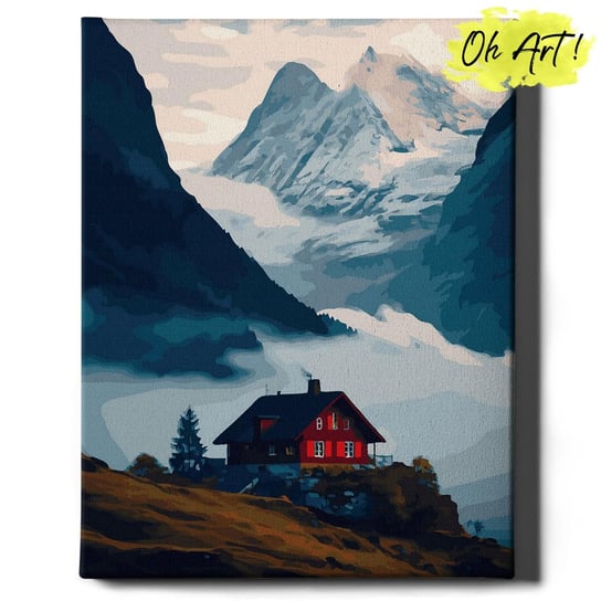 Malowanie Po Numerach z Ramą 40x50 cm Szwajcarskie góry – Obraz do Malowania po numerach Pejzaż Oh Art! Oh Art!