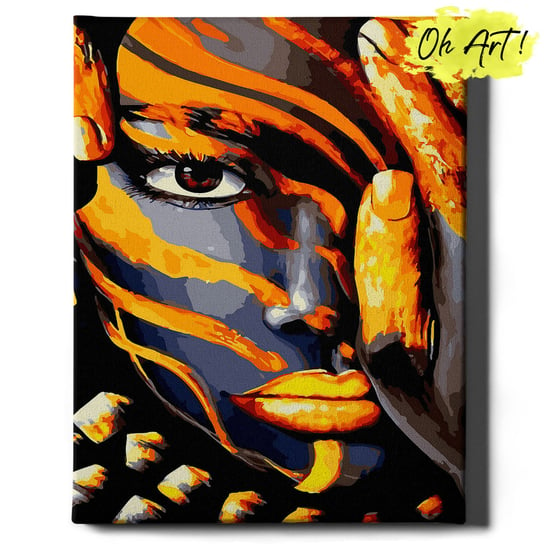 Malowanie Po Numerach ze złotą błyszczącą farbą 40x50 cm / Makijaż tygrysa / obraz na ramie / Oh Art! Oh Art!
