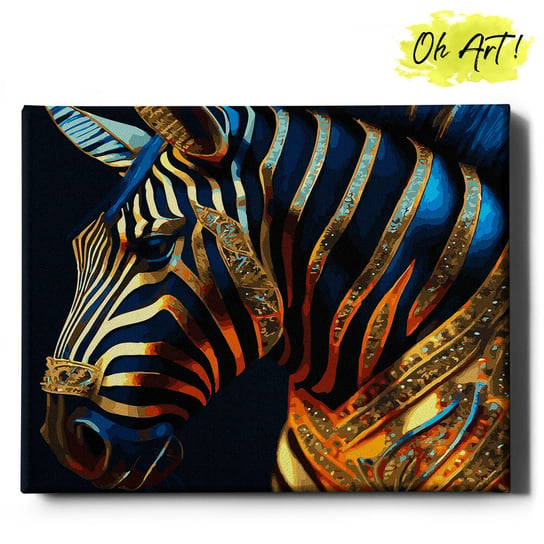 Malowanie Po Numerach ze złotą błyszczącą farbą 40x50 cm / Pozłacana zebra / obraz na ramie / Oh Art! Oh Art!