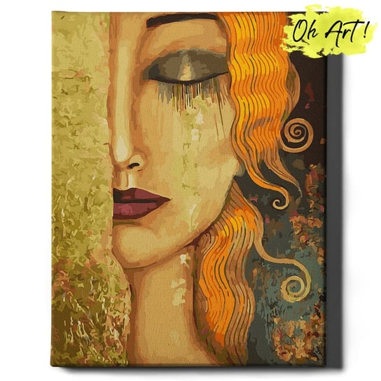Malowanie Po Numerach ze złotą błyszczącą farbą 40X50 cm / Złote łzy dziewczyny / obraz na ramie / Oh Art! Oh Art!