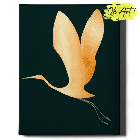 Malowanie Po Numerach ze złotą błyszczącą farbą 40x50 cm / Złoty żuraw / obraz na ramie / Oh Art! Oh Art!