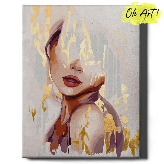 Malowanie Po Numerach ze złotą farbą z Ramą 40x50 cm Kobieta – Obraz do Malowania po numerach z błyszczącą farbą Oh Art! Oh Art!