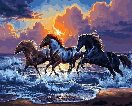 Malowanie Po Numerach Zestaw Konie w Zachodzie Słońca 40x50 Twoje Hobby