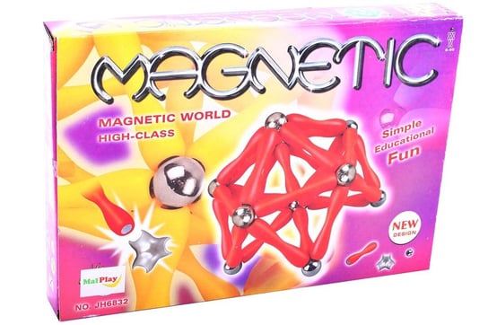 MalPlay, puzzle, Klocki magnetyczne, układanka, 84 el. MalPlay