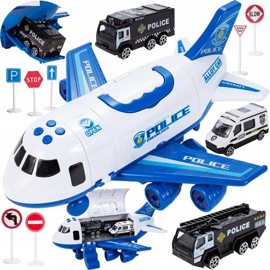 MalPlay, samolot interaktywny otwierany policyjny + auta MalPlay