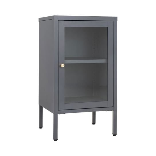Mały 1-drzwiowy kredens 38x35x70 cm ze szkła i szarego metalu Inna marka