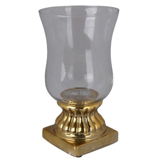 Mały, ceramiczny świecznik ze szklaną górą Kasti 19 cm Duwen