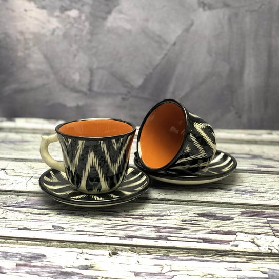 Mały kubek ceramiczny z podstawką ręcznie zdobiony „Dzika zebra” 120ml Inny producent