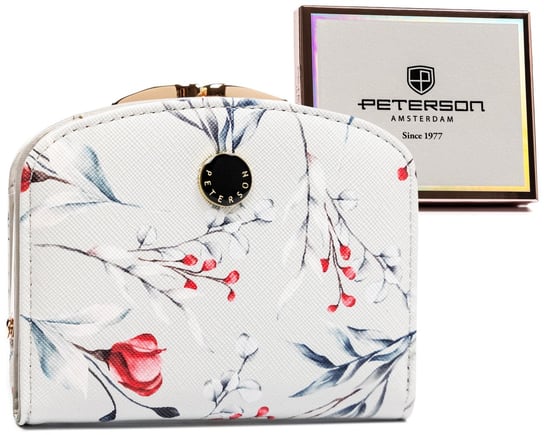Mały portfel damski portmonetka w kwiaty Peterson, jasnoniebieski Peterson
