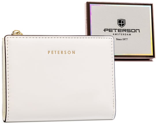 Mały portfel damski portmonetka z lakierowanej skóry ekologicznej Peterson, biały Peterson