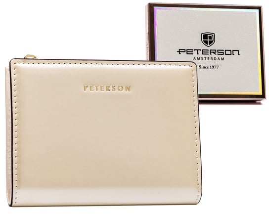 Mały portfel damski portmonetka z lakierowanej skóry ekologicznej Peterson, perłowy Peterson