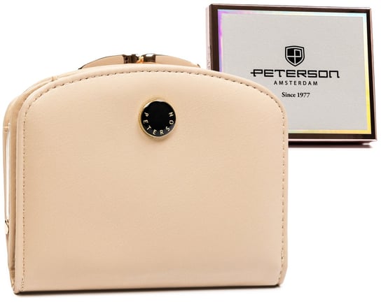 Mały portfel damski portmonetka ze skóry ekologicznej Peterson, beżowy Peterson