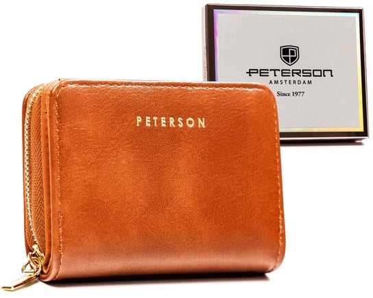Mały portfel damski portmonetka ze skóry ekologicznej Peterson, brązowy Peterson