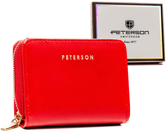 Mały portfel damski portmonetka ze skóry ekologicznej Peterson, czerwony Peterson