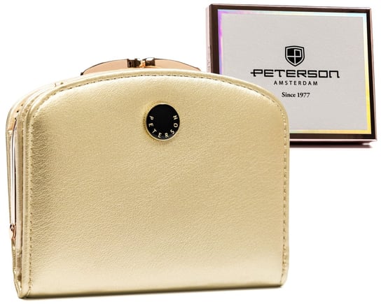 Mały portfel damski portmonetka ze skóry ekologicznej Peterson, złoty Peterson