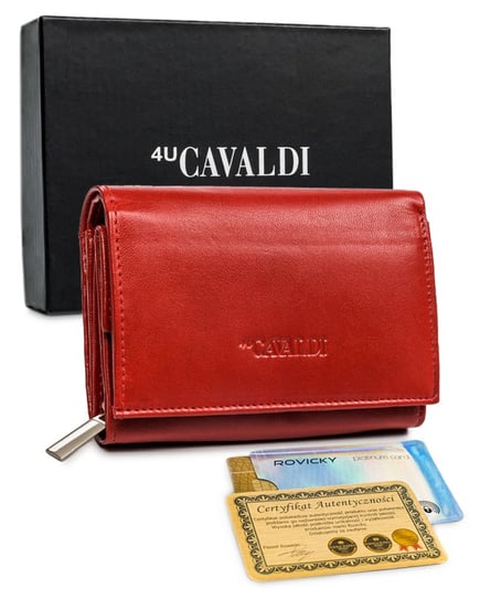 Mały portfel damski skórzany RFID stop Cavaldi® skóra zatrzask 4U CAVALDI