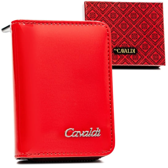 Mały portfel damski ze skóry ekologicznej ochrona RFID Cavaldi, czerwony Cavaldi