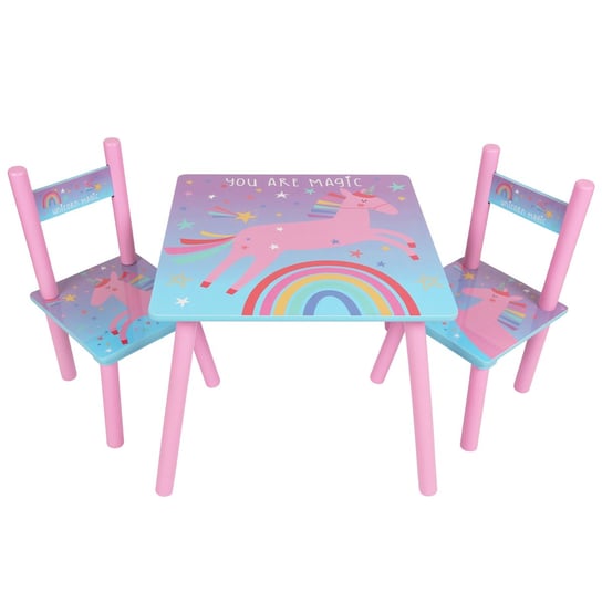 Mały stolik + 2 krzesełka dla dzieci jednorożec 50x50x42 cm sarcia.eu
