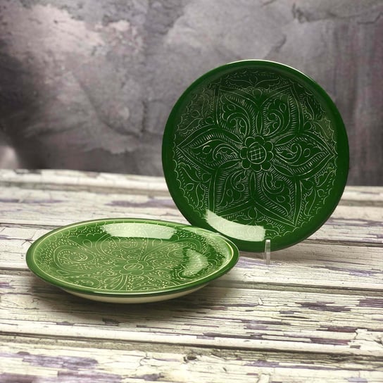 Mały talerz ceramiczny ręcznie zdobiony „Zielona trawa” o średnicy 15cm Inny producent