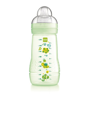 MAM, Baby Bottle, Butelka PC ze smoczkiem, 270 ml, średni przepływ, 2m+, Zielona MAM