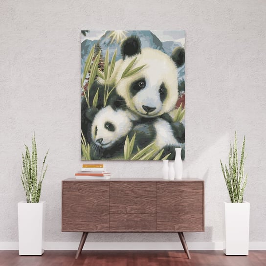 Mama panda z dzieckiem - Malowanie po numerach 50x40 cm ArtOnly