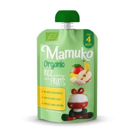 Mamuko, Bio, Deser mleczno-ryżowy, Banan, mango i jabłko, 100 g Mamuko
