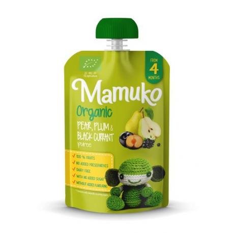 Mamuko, Puree owocowe, Gruszka, śliwka, czarna porzeczka, 100 g Mamuko