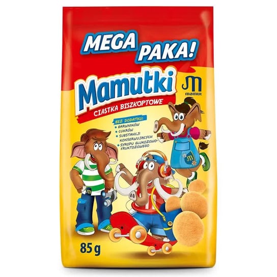 Mamutki - Ciastka Biszkoptowe bez Dodatku Cukru, 85g Mamut