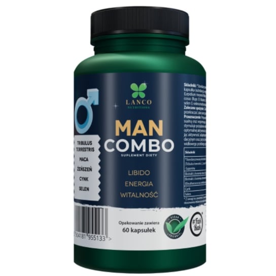 Man Combo, Suplement na libido, testosteron, witalność i męską energię, 60 kaps. Suplement diety Lanco Nutrition