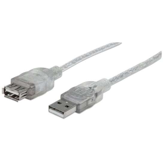 Manhattan Kabel / Przedłużacz USB 2.0 A-A M/F 3m srebrny Manhattan