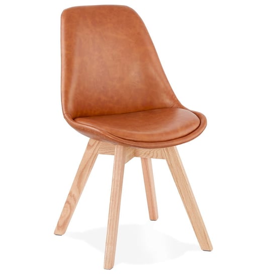 MANITOBA krzesło skóra eko k. brązowy, nogi natural Kokoon Design