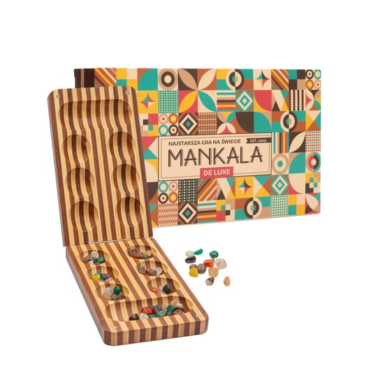 Mankala De Luxe - Gra Logiczno Strategiczna, Kolorowe Kamienie, Wersja Premium! Mancala Games