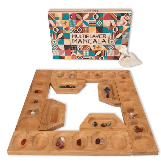 Mankala Uniwersalna - Dla 2-3-4 Graczy - Drewniana Mancala Games