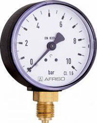 Manometr standardowy RF 63, D201,fi63 mm, 0÷1,6 bar, G1/4'' rad, kl. 1,6 AFRISO 85111201 Inna marka