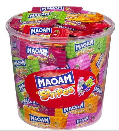 Maoam, gumy rozpuszczalne o smaku owocowym Stripes, 150 sztuk Haribo