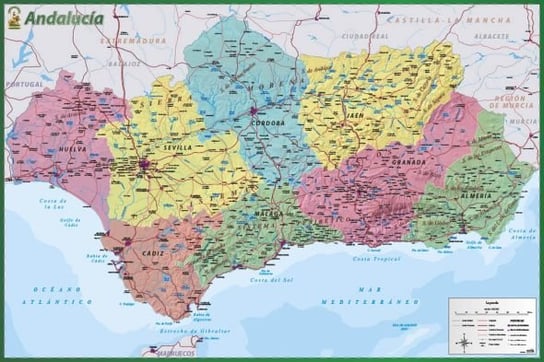 Mapa Andaluzji - plakat 91,5x61 cm Grupoerik